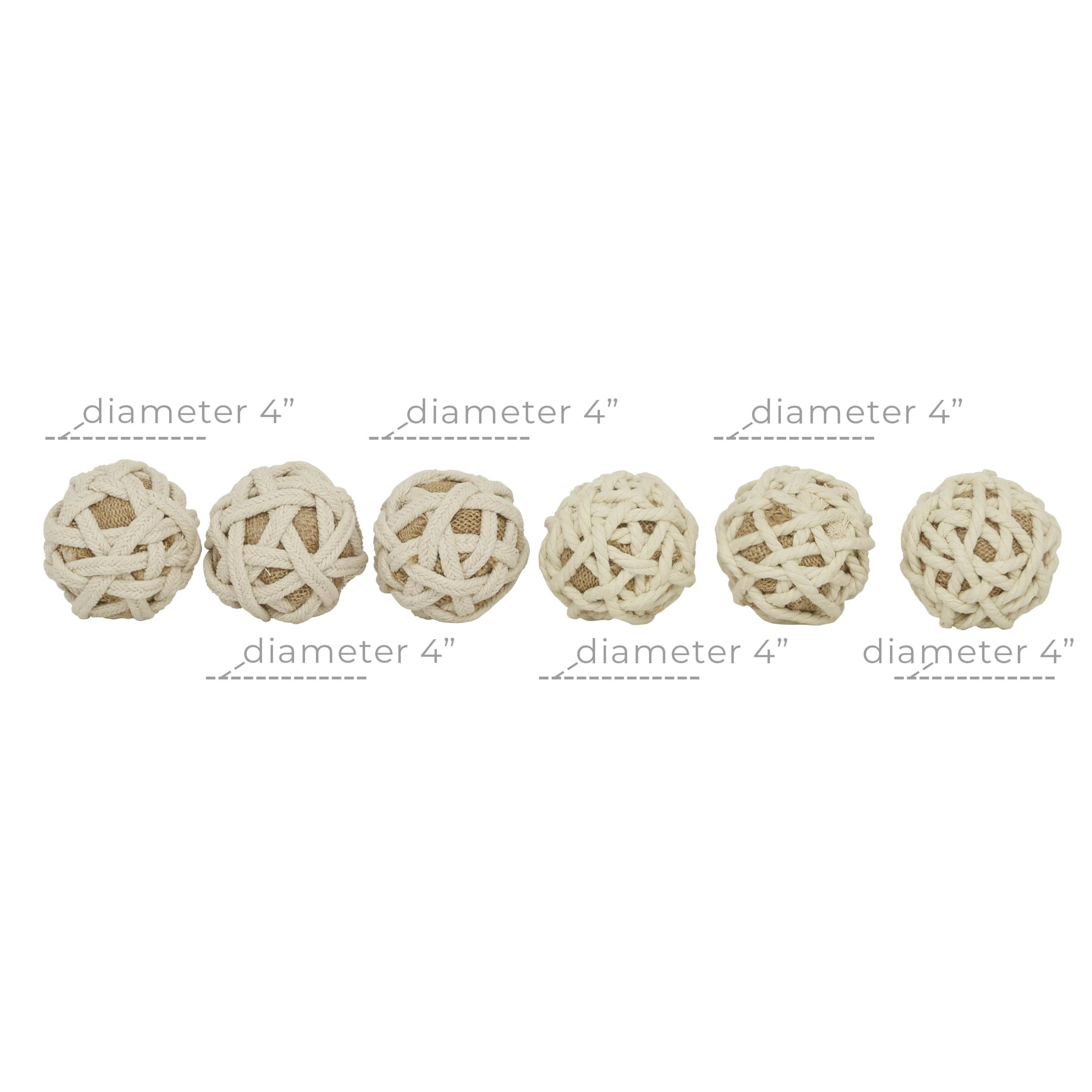 DecMode Brown 4" Handmade Woven Jute Rope Orbs & Vase Filler (6 Count)