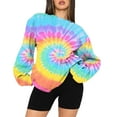 thumbnail image 3 of ShomPort Womens Crewneck Sweatshirt Casual Loose Long Sleeve Tie-Dye Pullover Tops Fall Fashion Outfits, 3 of 4