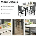 thumbnail image 4 of Dining Table Set for 4, Modern Marble Dine Table with 4 Velvet Chairs, Modern Kitchen Table Set for Home, Breakfast Nook, Cafeteria Dining Room, Gray, 4 of 10