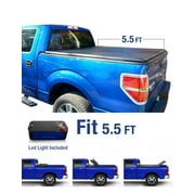 2018 New Upgraded 5.5ft Roll Tonneau Cover For Ford F-150 2015-Durable Automobile Bed With Light Professional Car Rear Cover(Black)