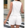 thumbnail image 4 of Ensemble 2 Pcs pour Femme, Imprimé Floral, Gilet Boutonné et Short, Blanc, P, 4 of 5