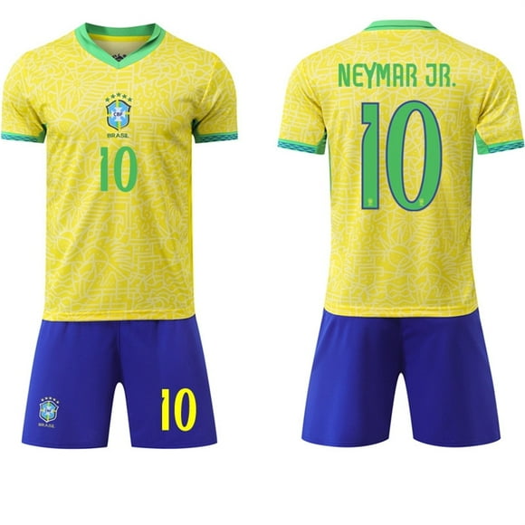 Mens/Kids 2024 America Cup Soccer Game Brazil #10 Neymar Jr. Soccer Jerseys Fashion Sports T-Shirt Yellow