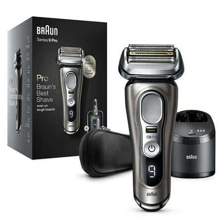 Braun Series 9 Pro Electric Razor for Men with Clean Station, Rechargeable Wet Dry Shaver, 9465cc, Noble Metal