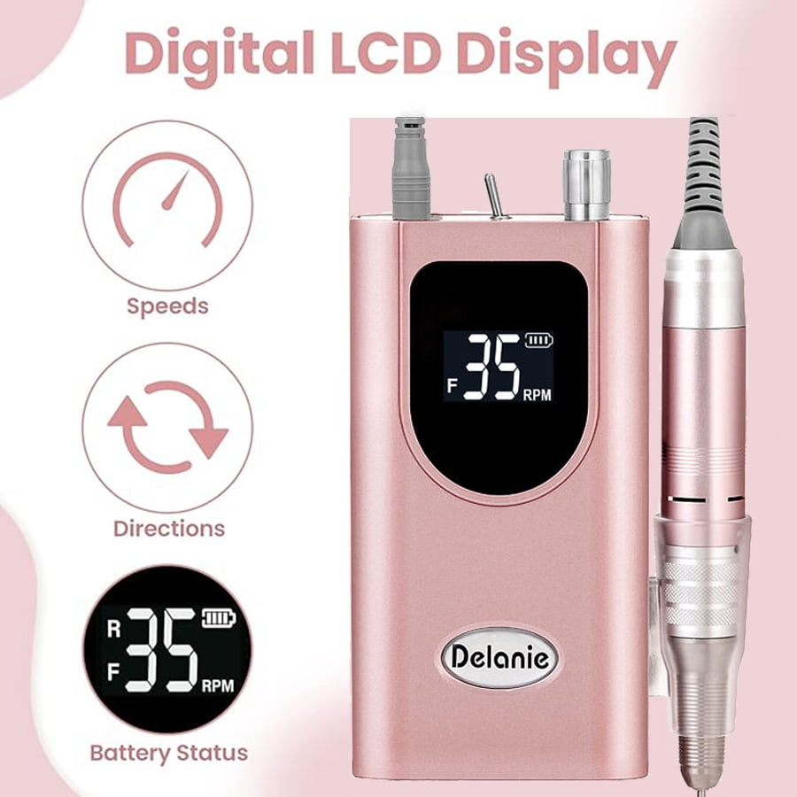 DYLA Electric Nail Drill Machine 35000RPM, Portable Nail Drill Rechargeable with 6 Drill Bits, Nail Drills for Acrylic Nails Professional E File Nail Machine Drill Professional