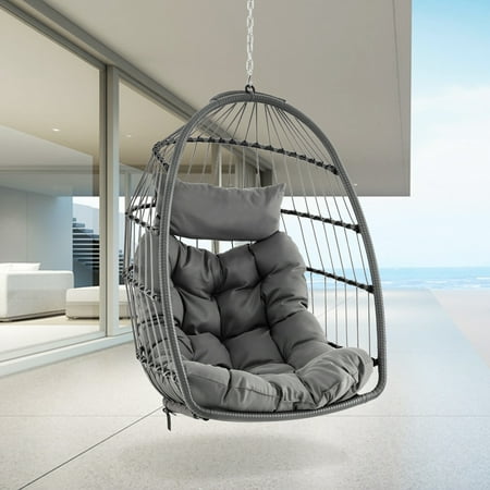 Gymax Hanging Egg Chair Swing Chair Without Stand w Comfrotable Head Pillow Soft Cushion Walmart