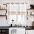 thumbnail image 2 of Brown Stripe Kitchen Curtains Small Short 39 Inch Length, Modern Rustic Horizontal Brown Striped Grommet Top Bedroom Living Room Curtains, Light Filtering Cafe Curtain Drapes 2 Panels Set 55''x39'', 2 of 9