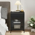 thumbnail image 5 of Glavbiku Metal Nightstand Set of 2,End Table with Flip Cubby & Glass Door,Side Table,Black,Adult, 5 of 13