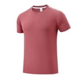 thumbnail image 4 of PLHWHYQ Men's Crew Neck Moisture Wicking Workout Shirts, Lightweight Short Sleeve Athletic Running Gym Performance Activewear Tops Pink XXL, 4 of 6