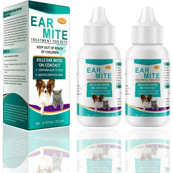 HAHDAXIA 100ML Dog Ear Cleaner, Pet Ear Mite Cleaning Ear Drops Cleaner, Keep Itchy Ears Cleaner Healthy Ear Canals, Solution Ear Infection Treatment for Dogs & Cats (2 Pcs)