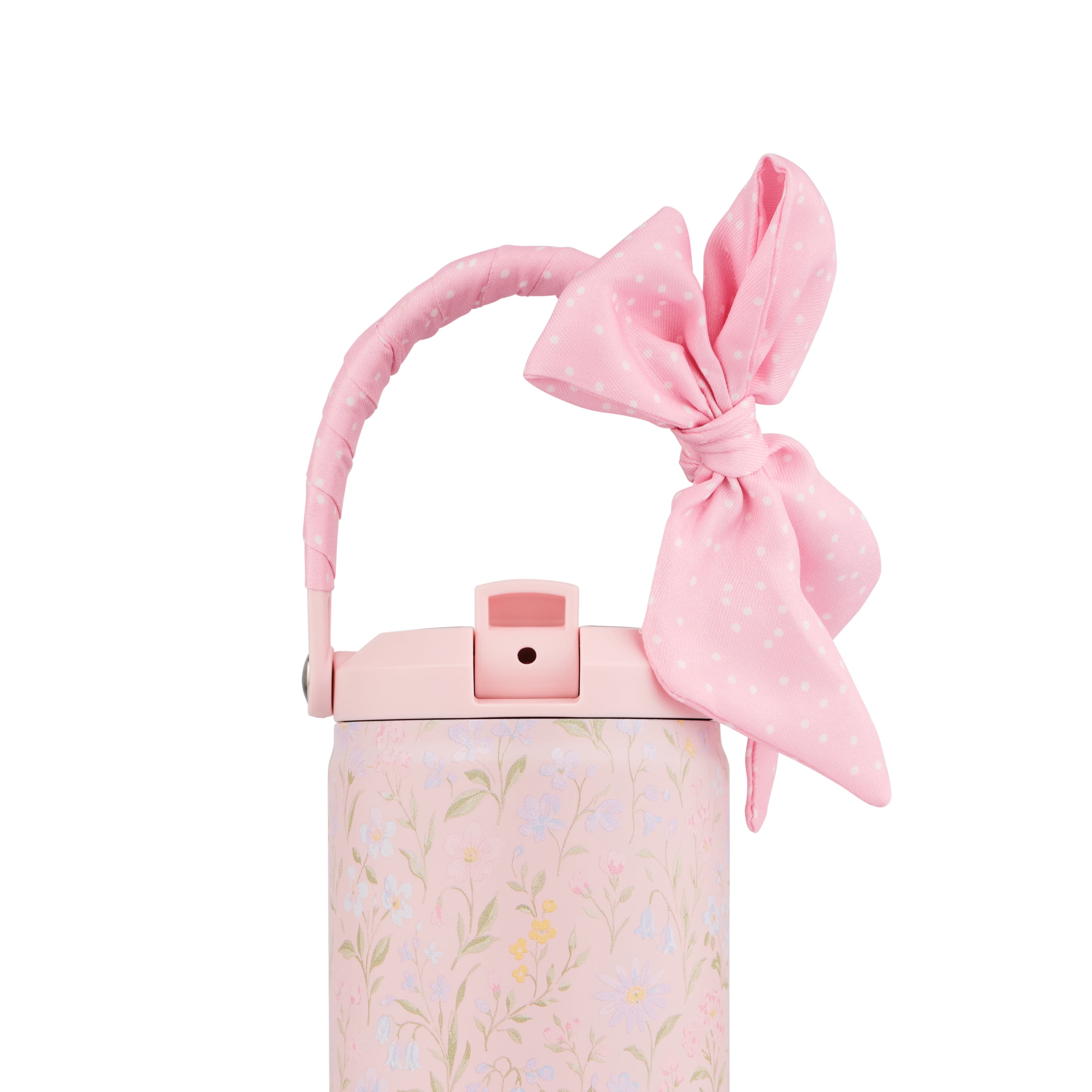 TAL 30oz Stainless Steel Hudson Flip Tumbler with Removable Scarf on Handle, Pink Floral