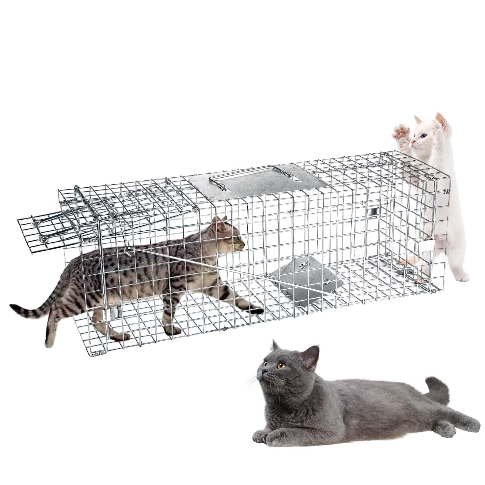 2Z Live Animal Trap 24x8x7 Humane Cat Trap Cage for Stray Cats Raccoon  Chipmunks Opossum Squirrel Chicken Mole Gopher Rabbits Skunk (1 Pack)