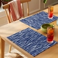 thumbnail image 4 of Vintage Wave Lines Placemats Set of 4 Classic Minimalist Striped Navy Blue Place Mats Indoor Wipeable Table Mats Washable Cloth Dining Table Placemats for Kitchen Holiday Party Home Decor 13x19 Inch, 4 of 9