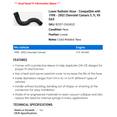 thumbnail image 2 of Lower Radiator Hose - Compatible with 1998 - 2002 Chevy Camaro 5.7L V8 GAS 1999 2000 2001, 2 of 2