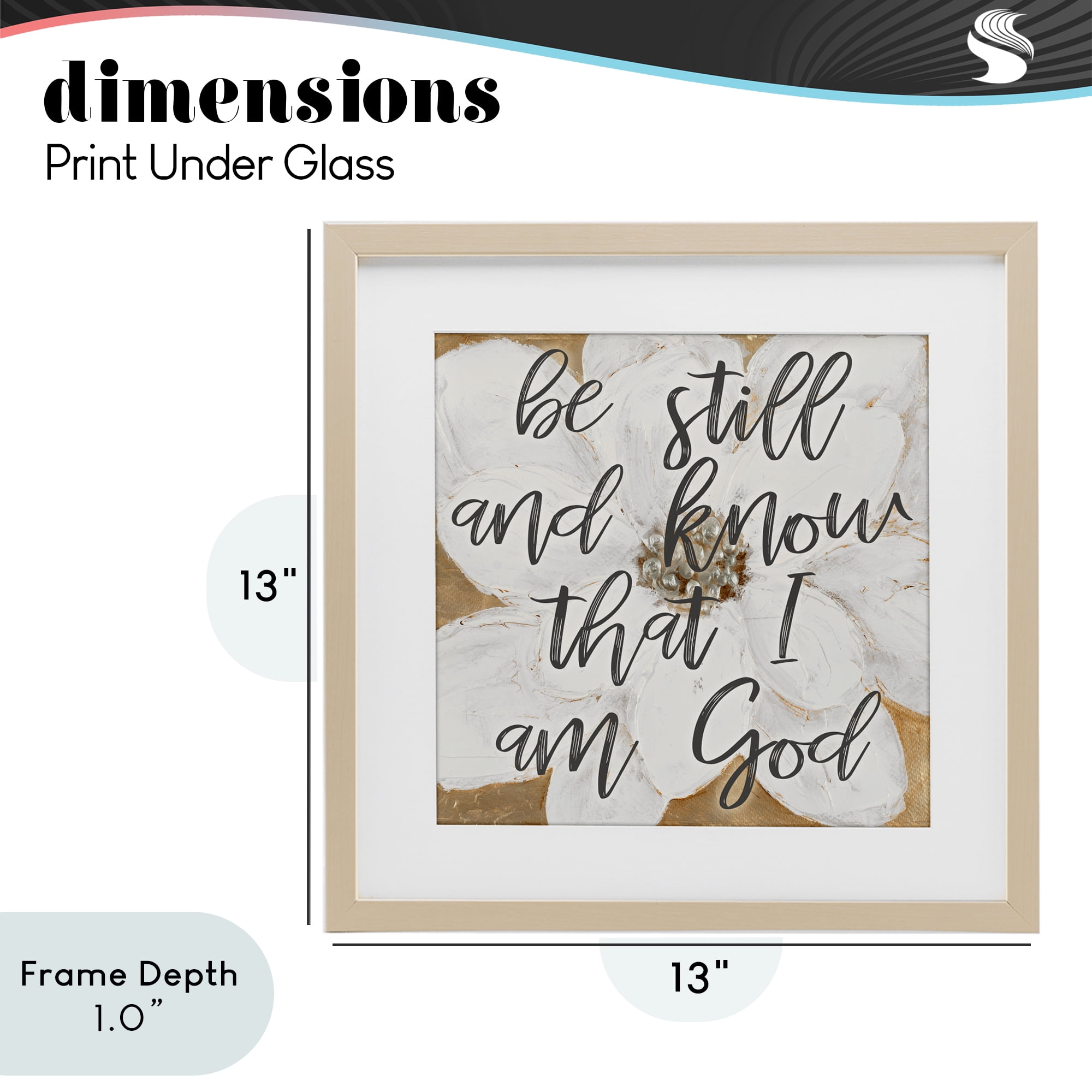 Stupell Industries Be Still Script with Flower Birch Framed Print Under Glass, design by Lanie Loreth