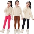 thumbnail image 3 of Esaierr 3PCS Boys Girls Fleece Lined Leggings Stretch Pants Bottoms Fall Winter Slim Padded Trousers Baby Warm Leggings Tights for Kids Toddler 3-13 Years, 3 of 9