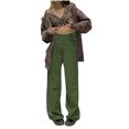 thumbnail image 1 of Pantalones informales de pana anchos para mujer: color liso, ropa de otoño, poliéster, largo completo, moda/informal, estampado tie-dye, 1 of 5