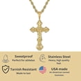 thumbnail image 7 of 14K Gold Plated 4mm Rope Chain Style Cross Pendant Necklace Solid Clasp Stainless Steel for Men,Women,Teens, 7 of 7