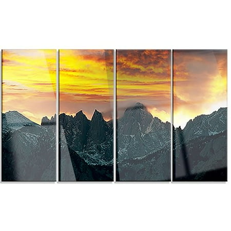 Whitney Design Set - Whitney Mountains Under Cloudy Sky' 4 Piece Graphic Art on Wrapped Canvas Set