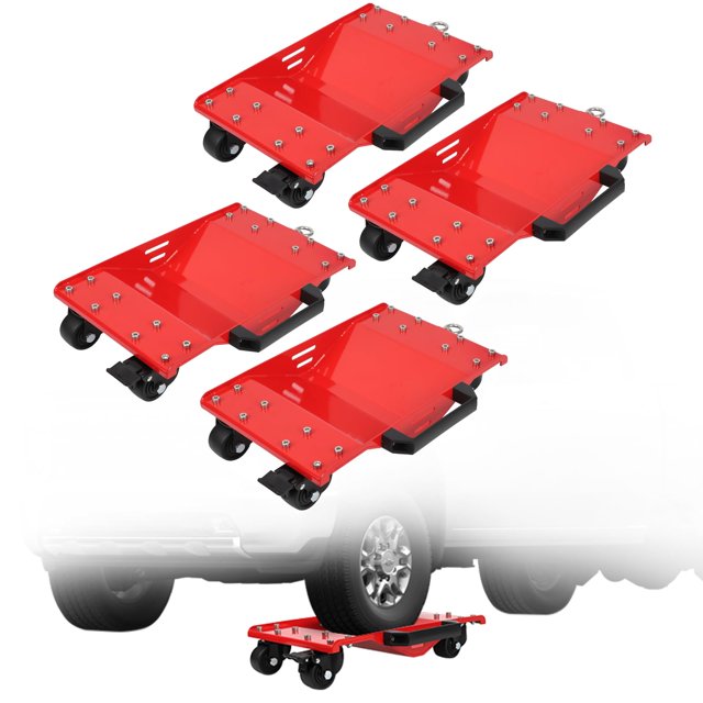 4 Pack Car Dollies with Tow Hooks, 8000LBS Capacity Car Dolly with Thickened Handles & Sidebar, Car Wheel Dolly with Security Lock, Car Dolly Set of 4 for Moving Cars, Trucks & Vehicles
