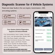 CICPAP Bluetooth OBD2 Scanner for iPhone & Android, 4-System Code Reader for Engine, Transmission, ABS & SRS/Airbag, Check Engine Diagnostic Tool with Free App