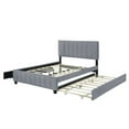 thumbnail image 4 of imerelez Queen Size Velvet Upholstered Platform Bed with 2 Drawers and 1 Twin XL Trundle- Gray, 4 of 10