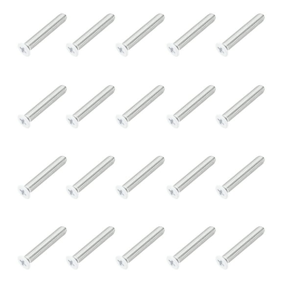 Uxcell M5 x 30mm Flat Countersunk Head Machine Screws 304 Stainless Steel Full Thread Phillips Drive Cross Screw for Furniture Connection Electrical Appliances (White, Pack of 20)