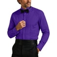 thumbnail image 2 of Ceisia Men's Formal Tuxedo Shirt Pleated Front Long Sleeve Solid Color Dress Shirt For Wedding Party Purple XXXL Gift, 2 of 8