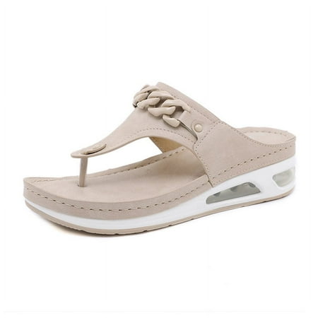 Flip Flops for Women Sandals with Arch Support Women Wedge Sandals Summer Cushion Footbed Ladies Sandal Comfortable Slip On Walking Shoes