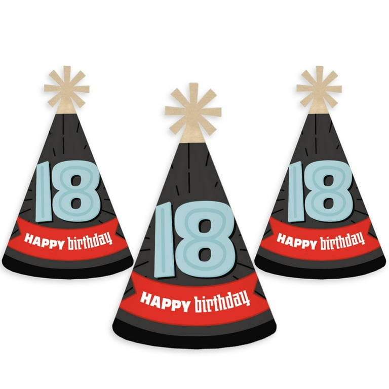 Big Dot of Happiness Boy 18th Birthday Cone Happy Birthday Party