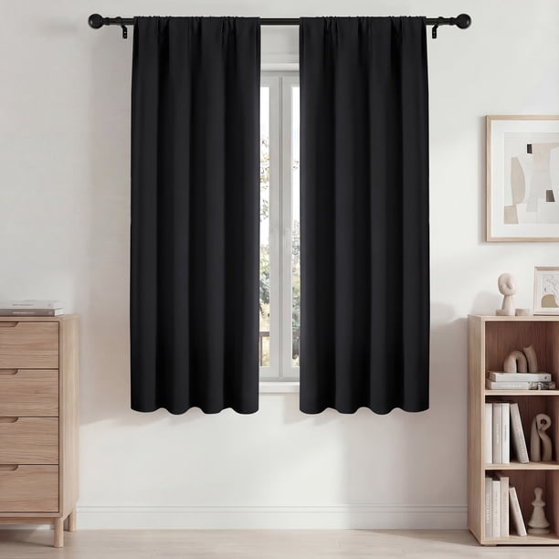 Blackout Cortinas, Cortinas Blackout 42x63in Juego de 2 Paneles, Cortinas Blackout con Bolsillo para Barra para Recámara y Sala de Estar, Cortinas de Ventana con Aislamiento Térmico y Reducción de Ru