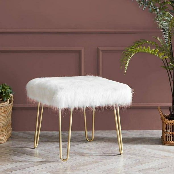Faux Fur Ottoman