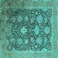 thumbnail image 1 of Ahgly Company Machine Washable Indoor Square Oriental Turquoise Blue Industrial Area Rugs, 7' Square, 1 of 4