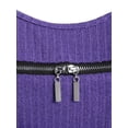 thumbnail image 5 of Rosegal Women Causal Plus Size Zip Detail Ribbed Long Sleeve Tee Purple 2X, 5 of 6