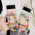 thumbnail image 4 of Cute Case for Galaxy Z Flip 3 with Pink Bow, Girls Case Strap Case for Samsung Galaxy Z Flip 3 5G, Luxury Women Case with Bracelet Wristband, Protective Case for Samsung Galaxy Z Flip 3 5G 2021, 4 of 14