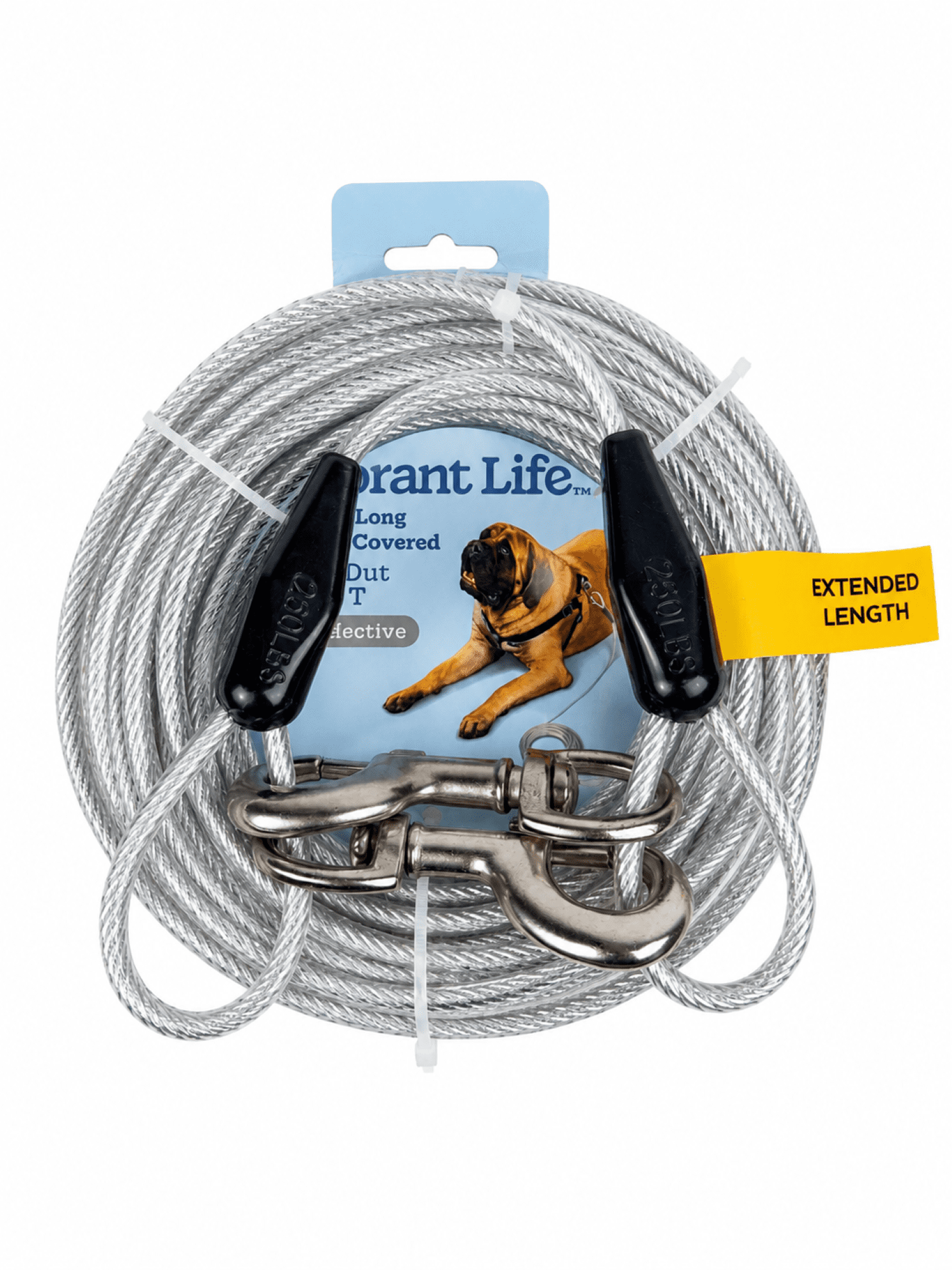 (6 pack) Vibrant Life Reflective Vinyl-Covered Tie-Out for Dogs, Super, 40'
