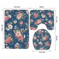 thumbnail image 3 of Pioneer Flower Floral Print Pattern Bathroom Rugs Sets 3 Piece,Toilet Cover Set,Absorbent Non Slip Bathroom Mats Sets with U-Shaped Contour Rug Toilet Rug Set, 3 of 5