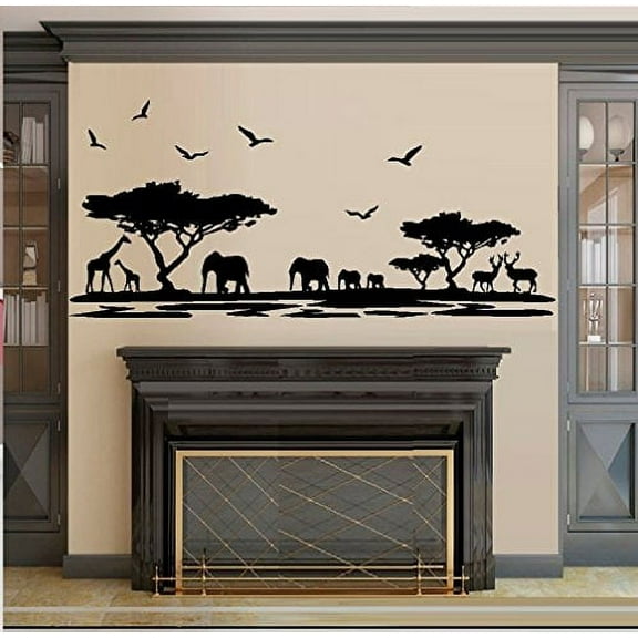 Decal ~ SAFARI SCENE #2~ WALL OR WINDOW DECAL ~ Ex LRG 20" X 72"