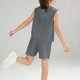 thumbnail image 4 of Odeerbi Niños Niñas Malla Atlético Conjunto Carta Impresión Camisetas Con Capucha Pantalones Cortos Ropa Deportiva Conjunto Para 2-12 Años, 4 of 5