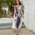 thumbnail image 3 of Purple Flowers Dress Fashion Boho Beach Long Dresses Female Party Printed Maxi Dress, 3 of 9