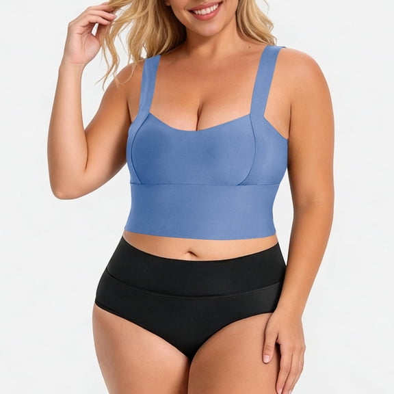 Blmnix Push Up Bra Bra for Women Seamless Bras Longline High Support Bras Blue Wireless bras for Women,XL