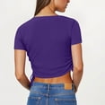 thumbnail image 4 of ZZwxWA Short Sleeve Square Neck Crop Top for Women Soft Workout Shirt Going Out Tops Sexy Slim Fitted Casual Base Layer, 4 of 5