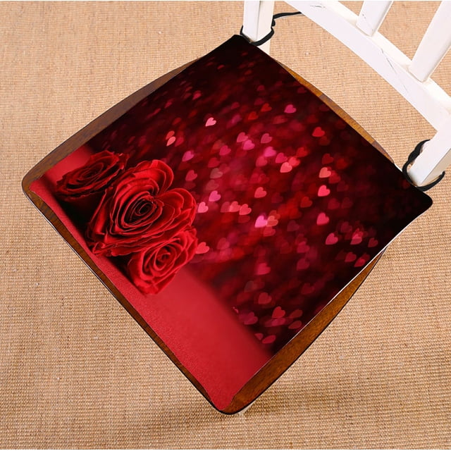ABPHQTO Ramo de rosas Corazones Valentine Cojín para silla Cojín para asiento Cojín para silla Cojín para suelo 45x45 cm