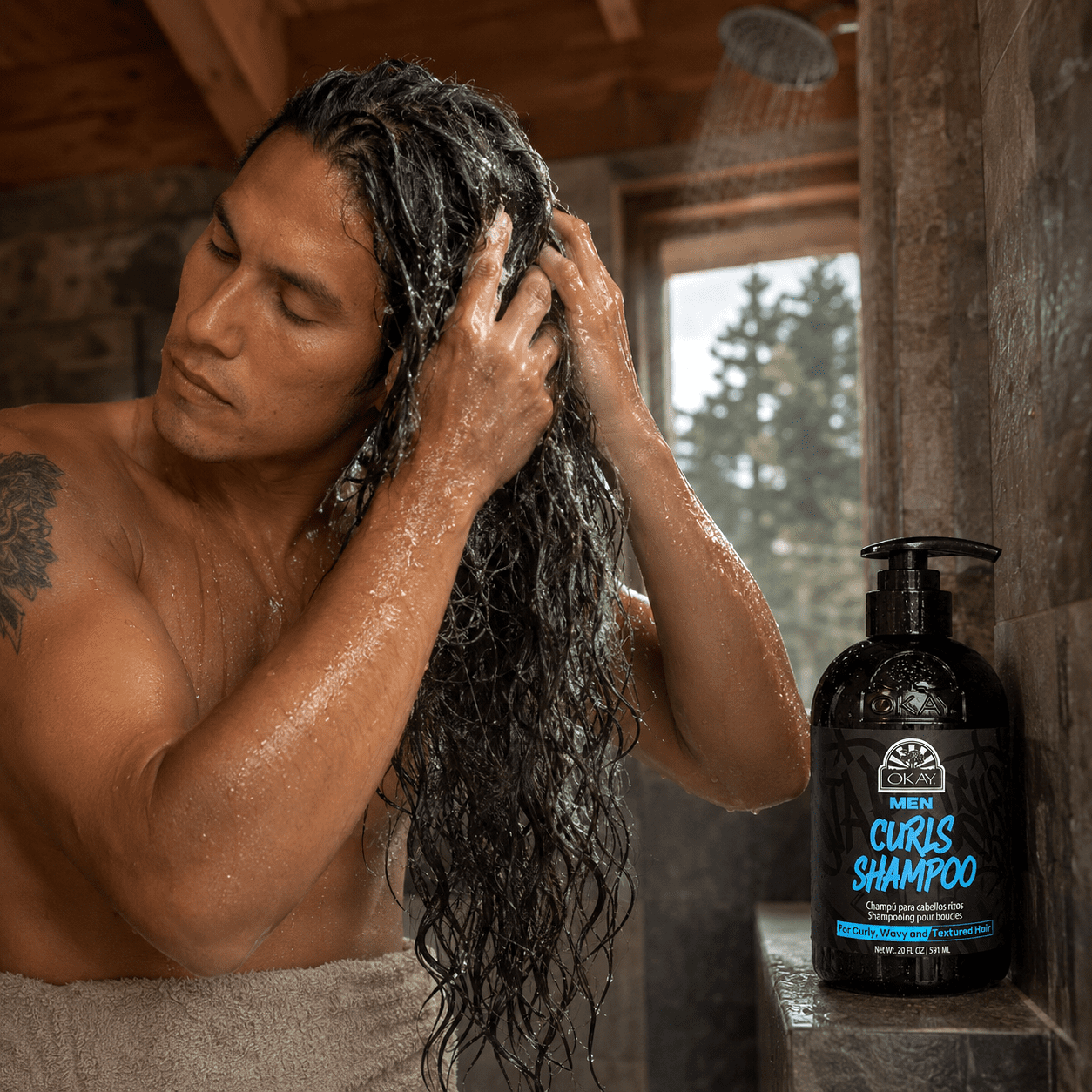 OKAY Men's Curly Hair Shampoo, Moisturizing Shampoo for Defined, Frizz-Free Curls, 20 fl oz