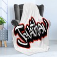 thumbnail image 4 of Jonathan Soft Flannel Fleece Throw Blanket, Teenage Boys Name Graffito Urban Arts Illustration Youthful Modern, Cozy Plush for Indoor and Outdoor Use, 60" x 80", Vermilion White, by Ambesonne, 4 of 5