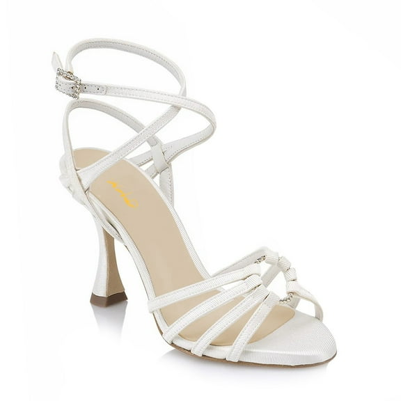 XYD Women Open Almond Toe Ring Strappy Sandals Ankle Strap Buckled High Heels Elegant Party Dressy Shoes Size 7 White