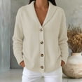 thumbnail image 2 of Trendfront Womens Solid Color Cardigan Shawl Collar Long Sleeve Button Front Ribbed Knit Casual Sweater Jacket With Pockets, 2 of 5