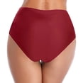 thumbnail image 5 of HOWPAY Women Bikini Bottoms Tummy Control Basic Swim Shorts with Full Coverage High Waisted Solid Color Beach Pool Bathing Suit Bottoms Red S, 5 of 7