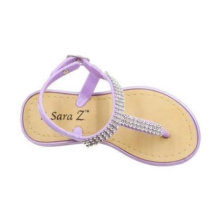 - Sara Z Toddler Girl's Rhinestone Strap Slingback Thong Jelly Sandal 7/8 Lilac
