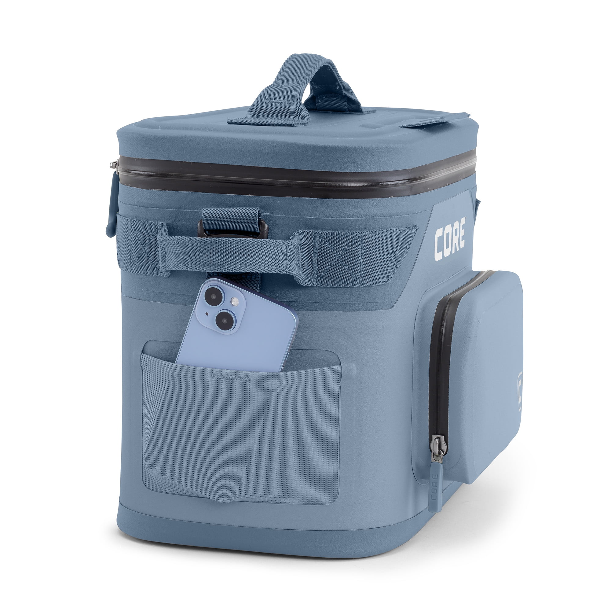 CORE 12 Can Climakeep Magnetic Soft Cooler, Leakproof Cooler, Waterproof Zipper, Steel Blue