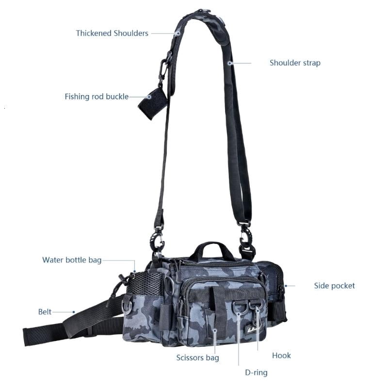CEORPER Fishing Tackle Bag Waterproof Crossbody Fishing Gear Bag with Waist Belt